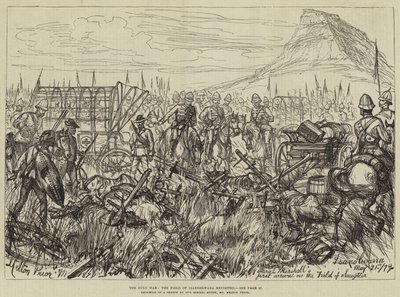 De Zoeloe-oorlog, het veld van Isandhlwana herbezocht door Melton Prior
